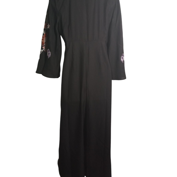 ASOS Black & Orange Flutter Sleeve Elegant Colorblock Style Jumpsuit Size 6 - Picture 2 of 12